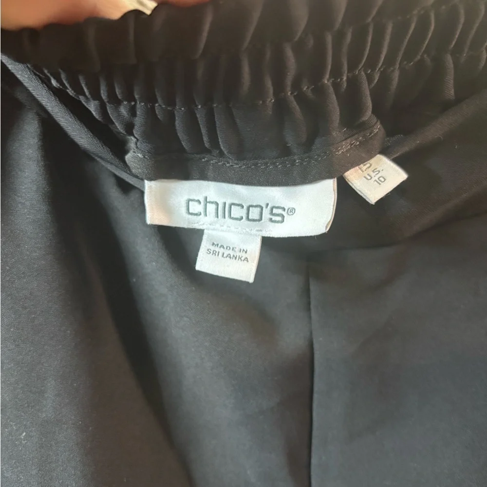 Chico's Black and Blue Floral Wide Leg Pants